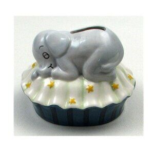 Ceramic Sleeping Elephant Money Coin Bank 4" tall by 5" wide 049-30248